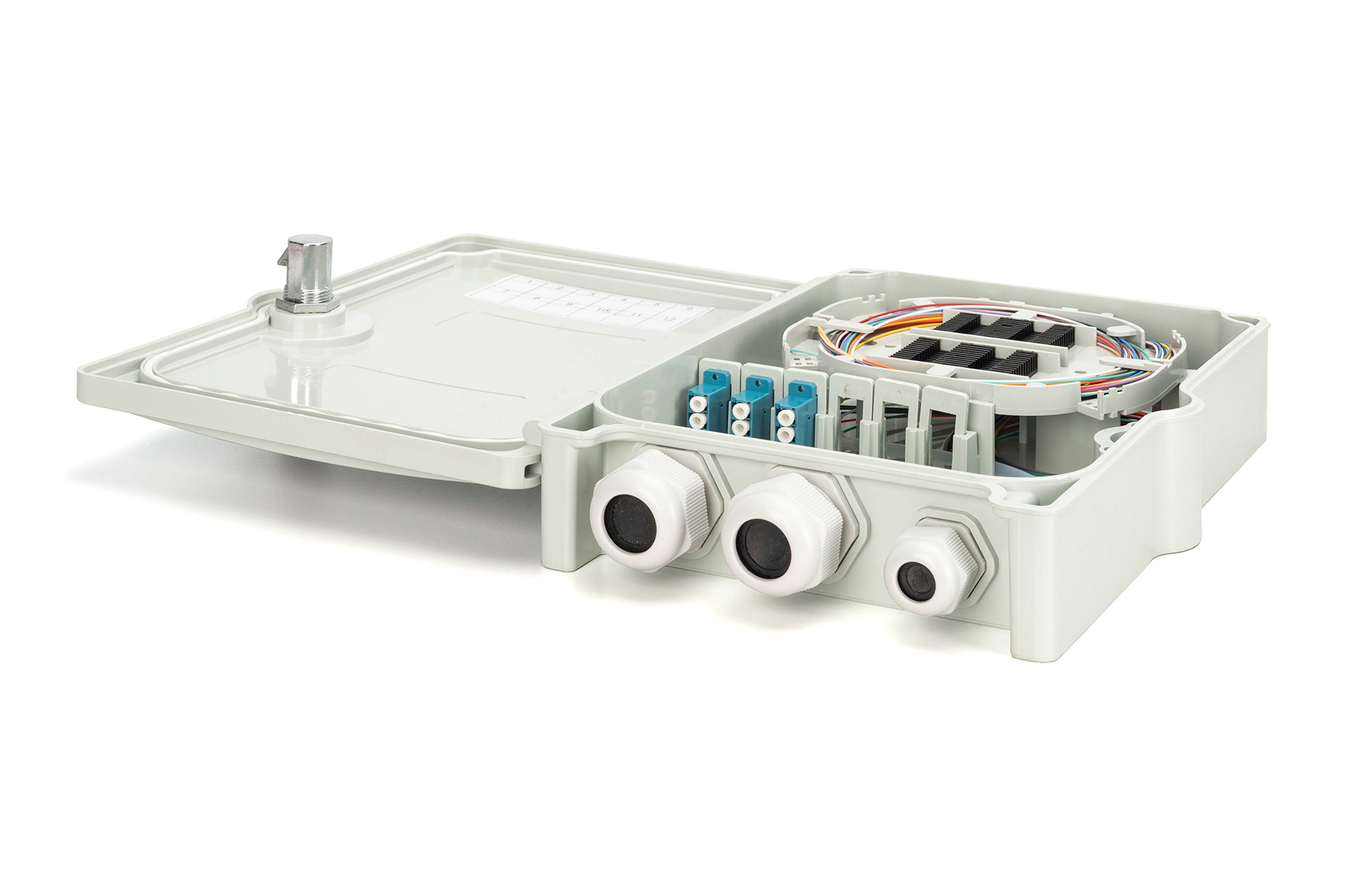 DIGITUS FTTH/FTTB-Anschlussgehäuse, bestückt, OS2, 12 Fasern, LC/PC, Ansicht 4