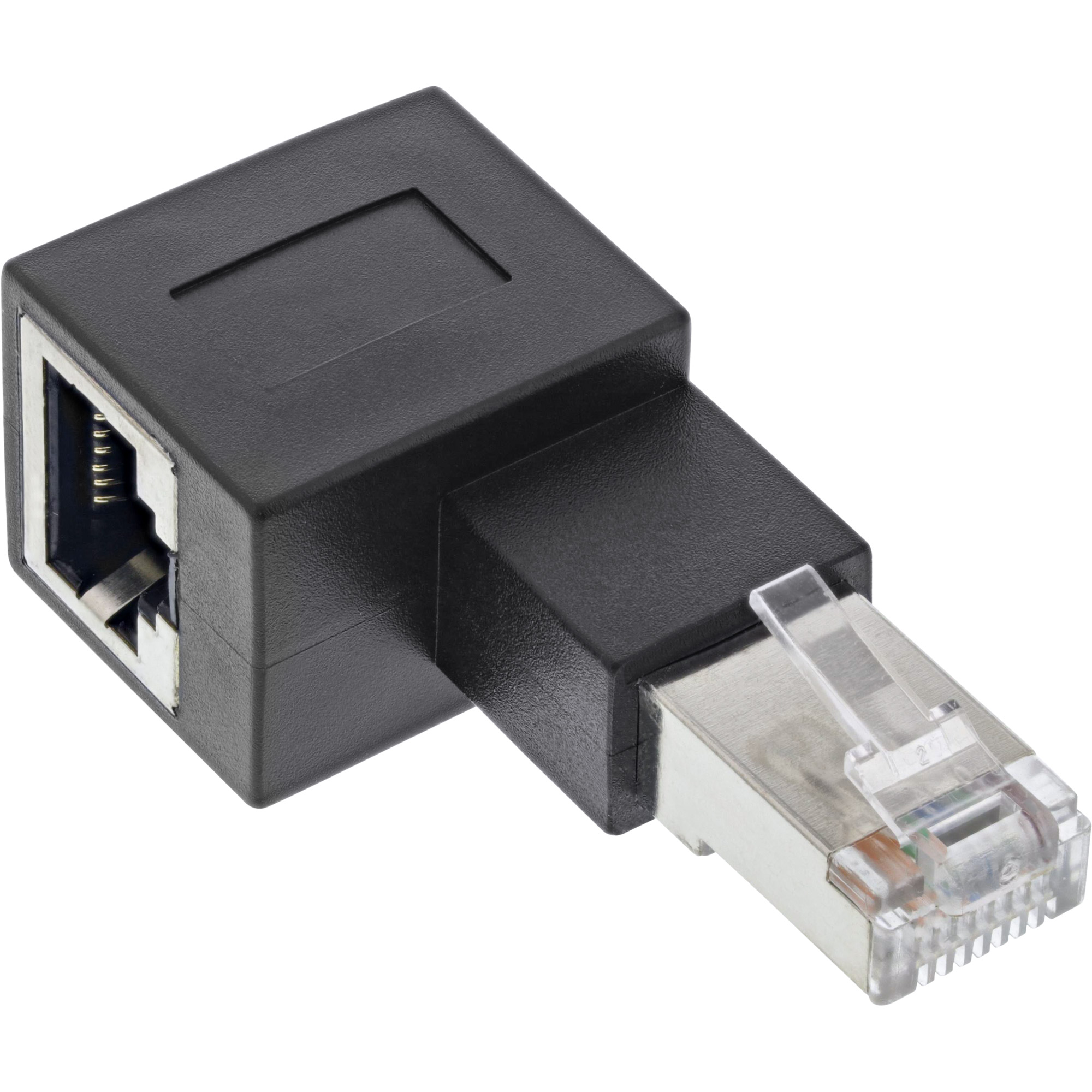 InLine Patchkabel-Adapter Cat.6A - RJ45 SteckerBuchse - 90° nach links gewinkelt