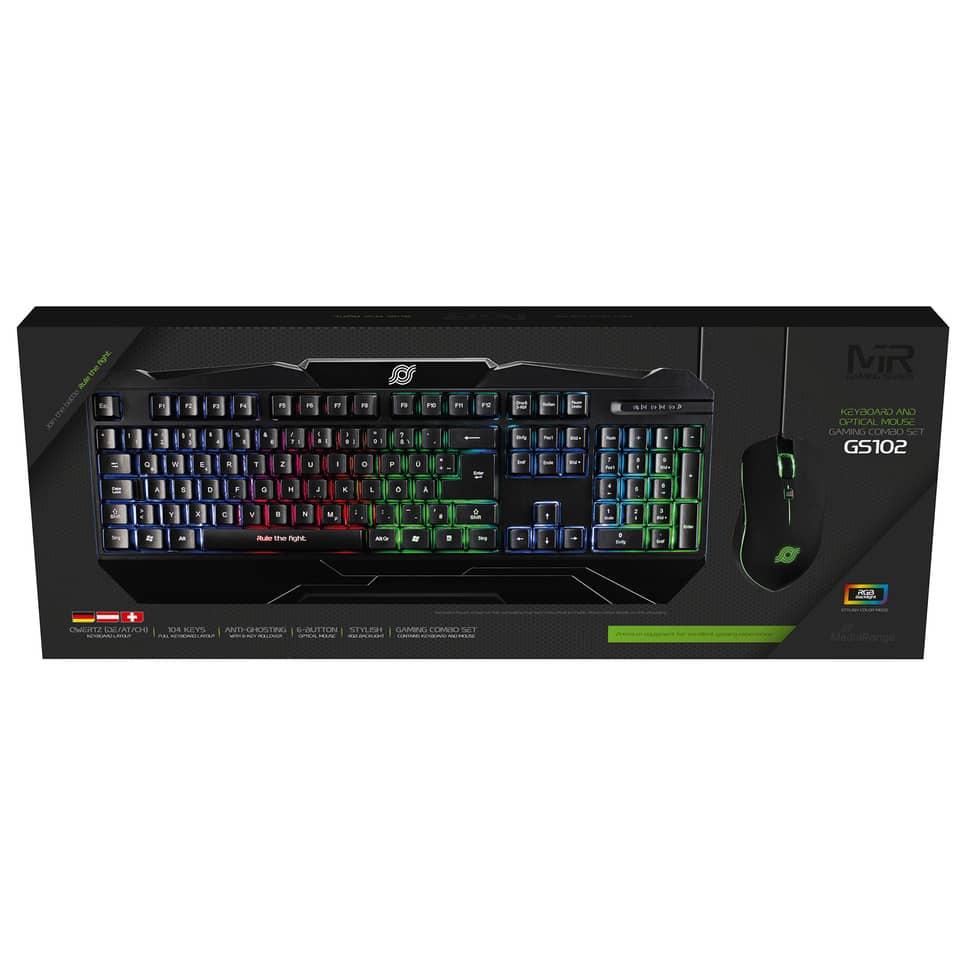 MediaRange GS102 Keyboard and Optical Mouse Gaming Combo Set schwarz, USB - TL: Deutsch, QWERTZ, Ansicht 3