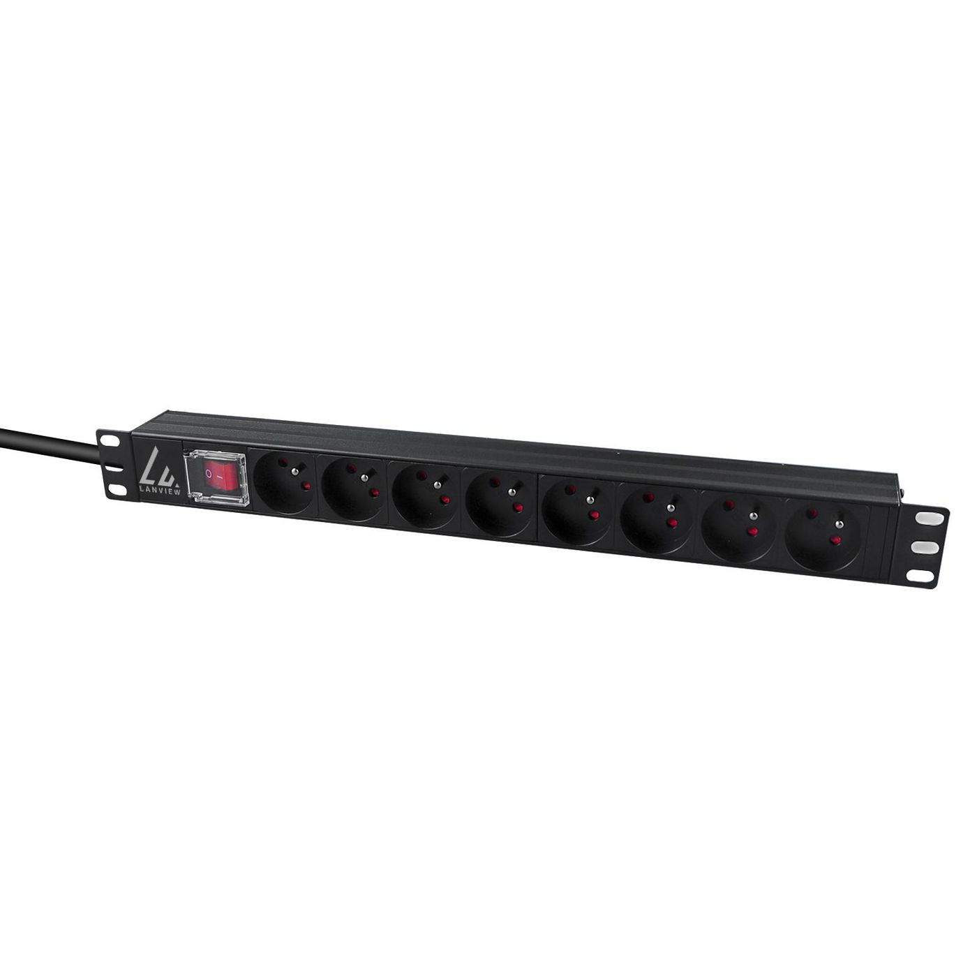 Lanview LVR-2MSCH-SW-C13-8 - Standard - 1U - Einphasig - Horizontal - Schwarz - 8 AC-Ausgänge, Ansicht 3