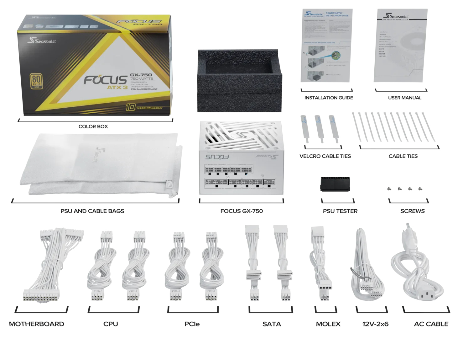 Seasonic Focus GX-750 V4 750W ATX3.0 white null Watt, Ansicht 2