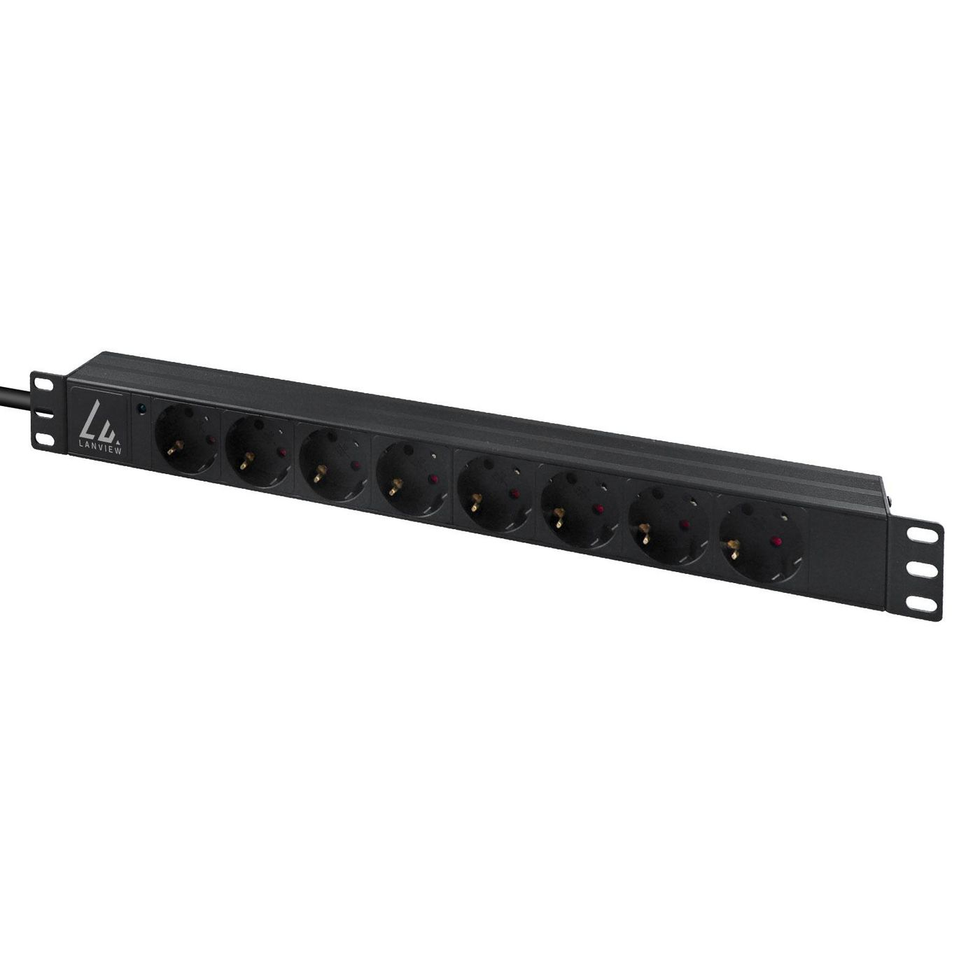 Lanview 19'' rack mount power strip 16A with 8 x Schuko type - Rackbefestigung, Ansicht 3
