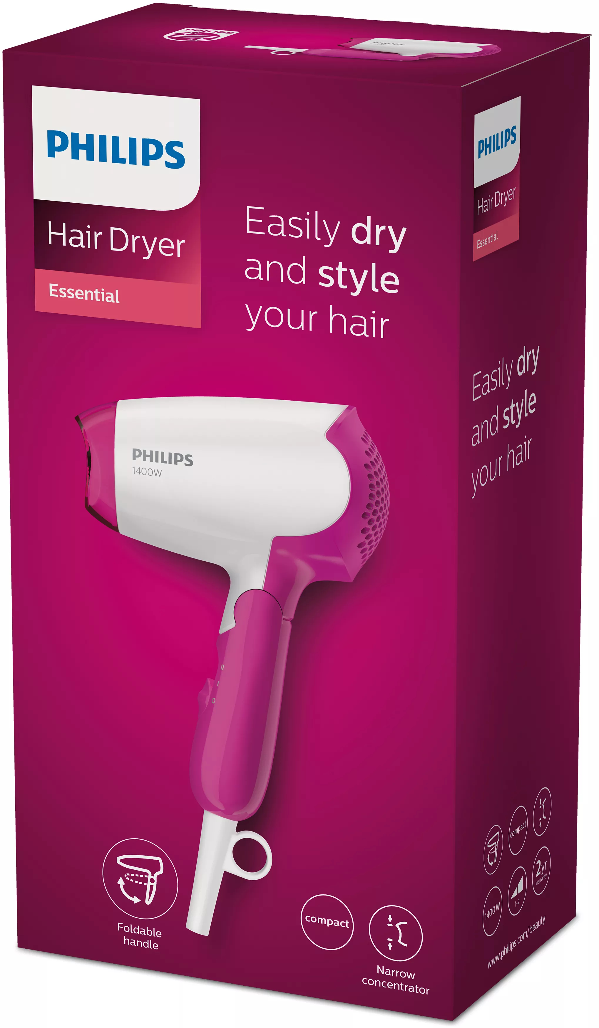 Philips DryCare BHD003/00 - Gleichstrom - Pink - Weiß - 1,8 m - 1400 W - 220-240 V, Ansicht 3