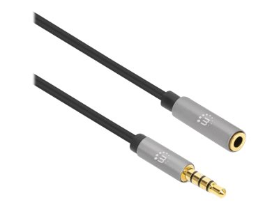 Manhattan Stereo Audio 3.5mm Extension Cable, 3m, Male/Female, Slim Design, Black/Silver, Ansicht 2