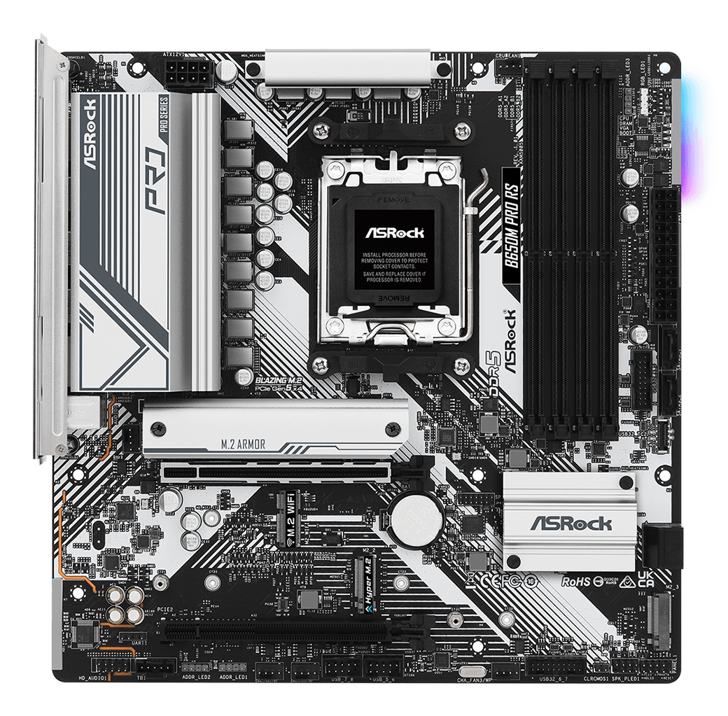 ASRock B650M PRO RS - Motherboard - micro ATX - Socket AM5 - AMD B650 Chipsatz, Ansicht 4