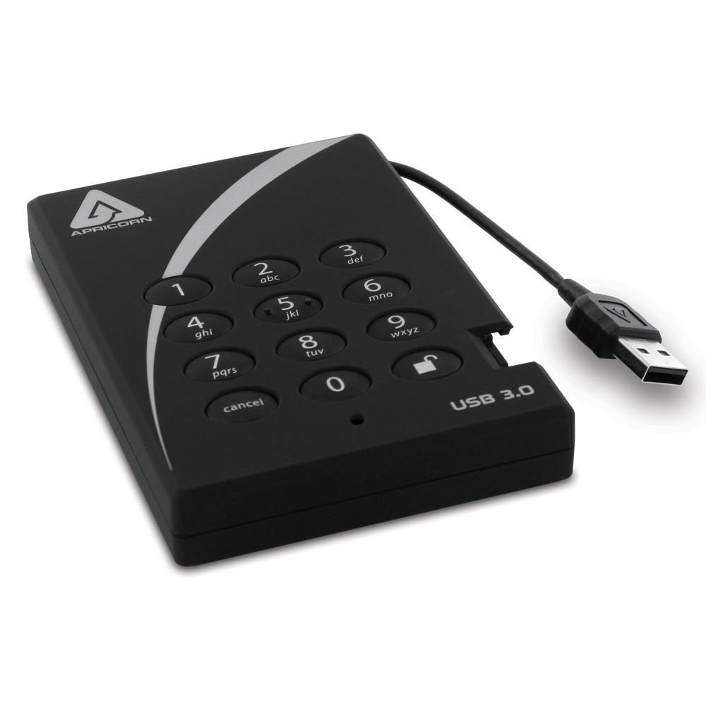 Apricorn Aegis Padlock 3.0 A25-3PL256-500 - Festplatte - verschlüsselt - 500 GB - extern (tragbar), Ansicht 3