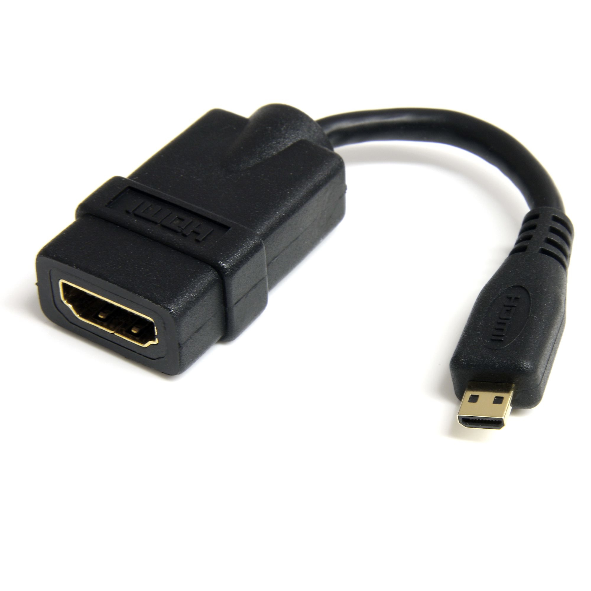 StarTech.com 12cm High-Speed HDMI Adapterkabel - HDMI auf Micro HDMI - Buchse/Stecker, 0,127 m, HDMI Typ A (Standard), HDMI Typ D (Mikrofon), 3D, Audio Return Channel (ARC), Schwarz