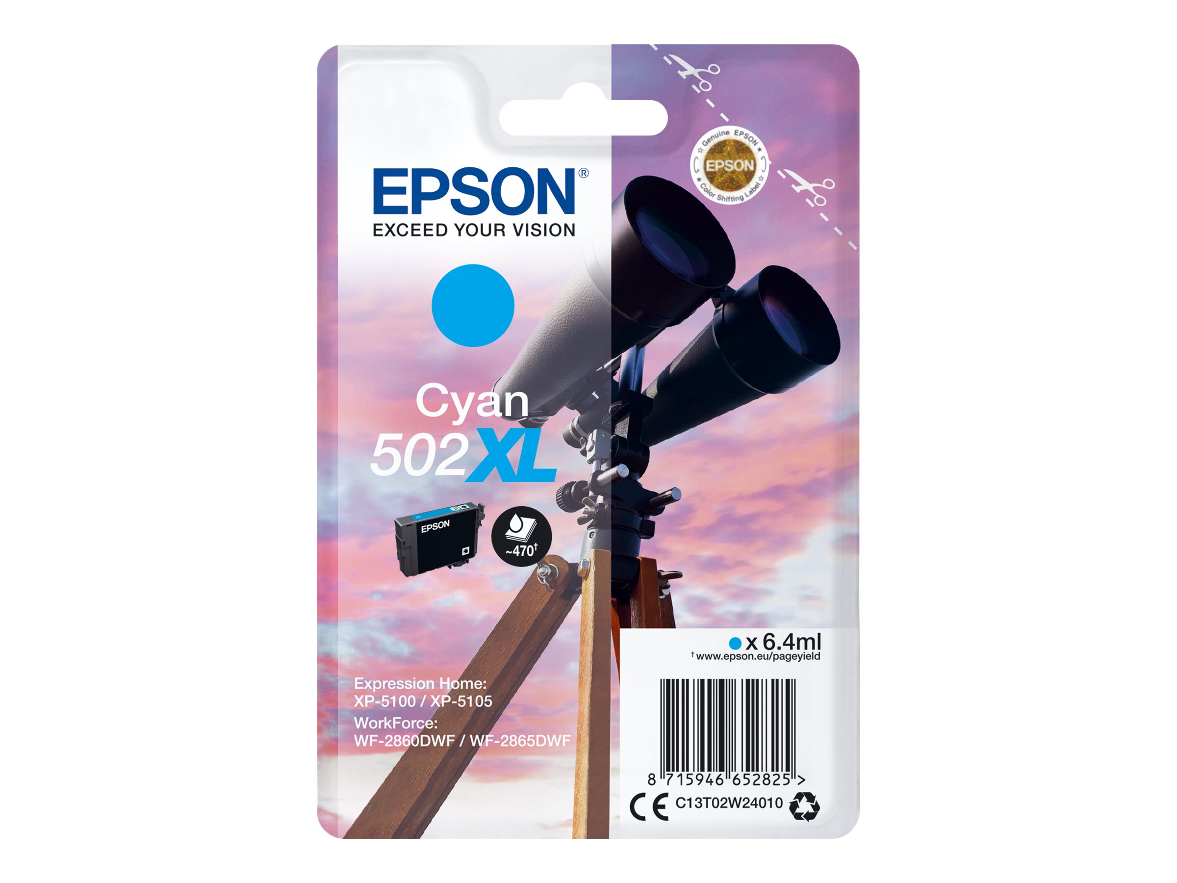 Epson 502XL - 6.4 ml - mit hoher Kapazität - Cyan - original - Blisterverpackung