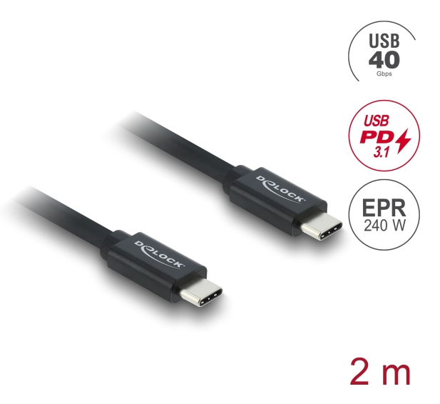 Delock Koaxiales USB 40 Gbps Kabel PD 3.1 240 W - Kabel - Digital/Daten, Ansicht 2