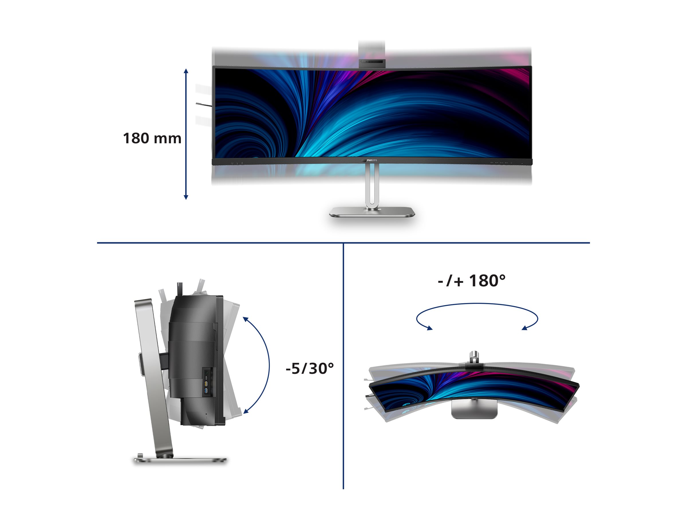 Philips 49B2U6903CH - 6000 Series - LED-Monitor - gebogen - 124.5 cm (49), Ansicht 3