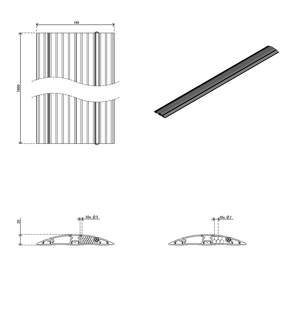 Dataflex Addit Kabelschutz 150cm gerade schwarz, Ansicht 4