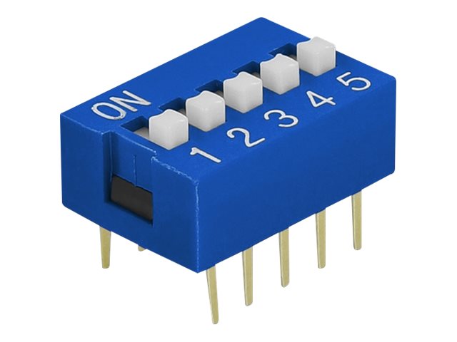 Delock DIP sliding switch 5-digit 2.54 mm pitch THT vertical - DIP-Schalter - Blau (Packung mit 5)