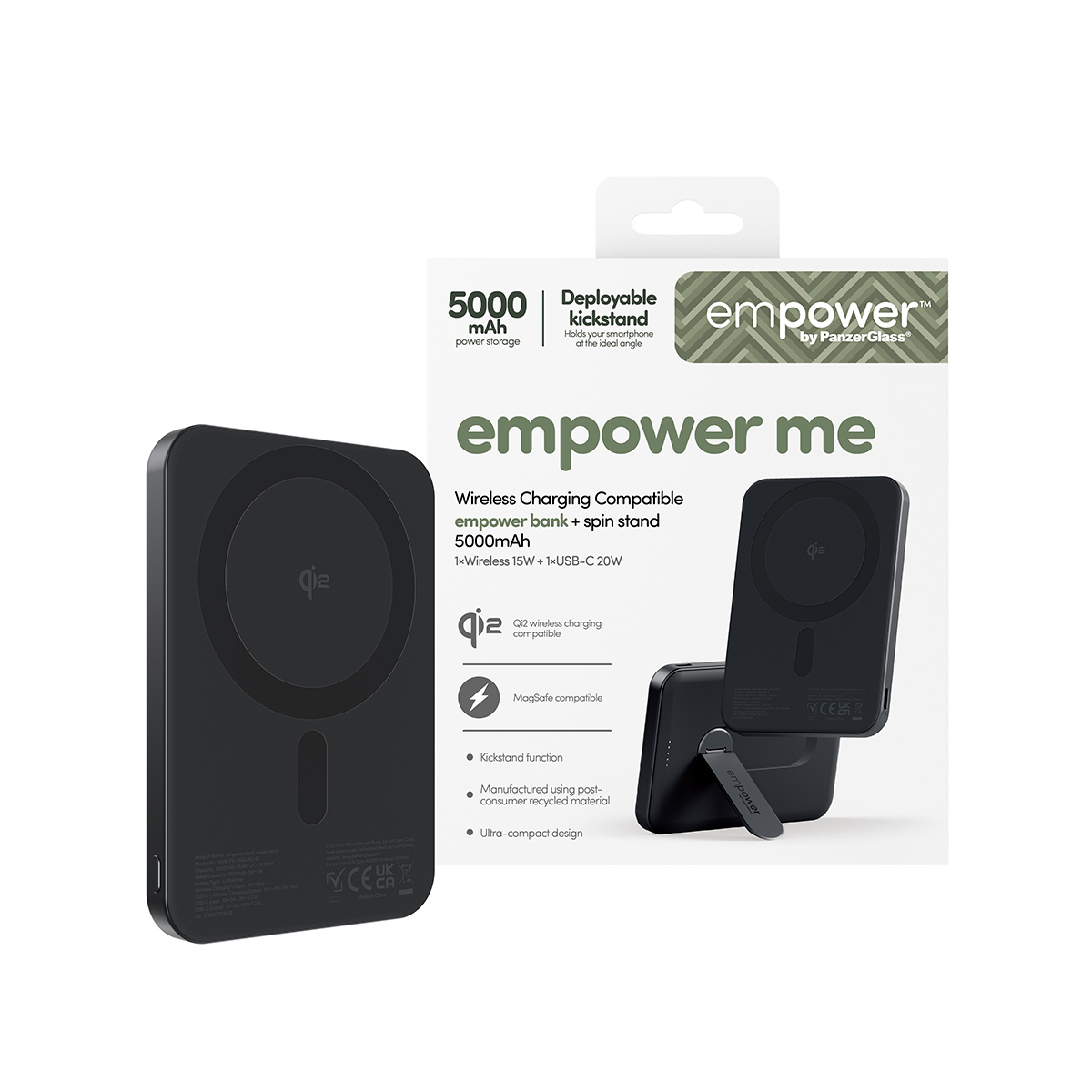 PanzerGlass empower Powerbank w. Spin Stand 5000mAh Space Black, Ansicht 2