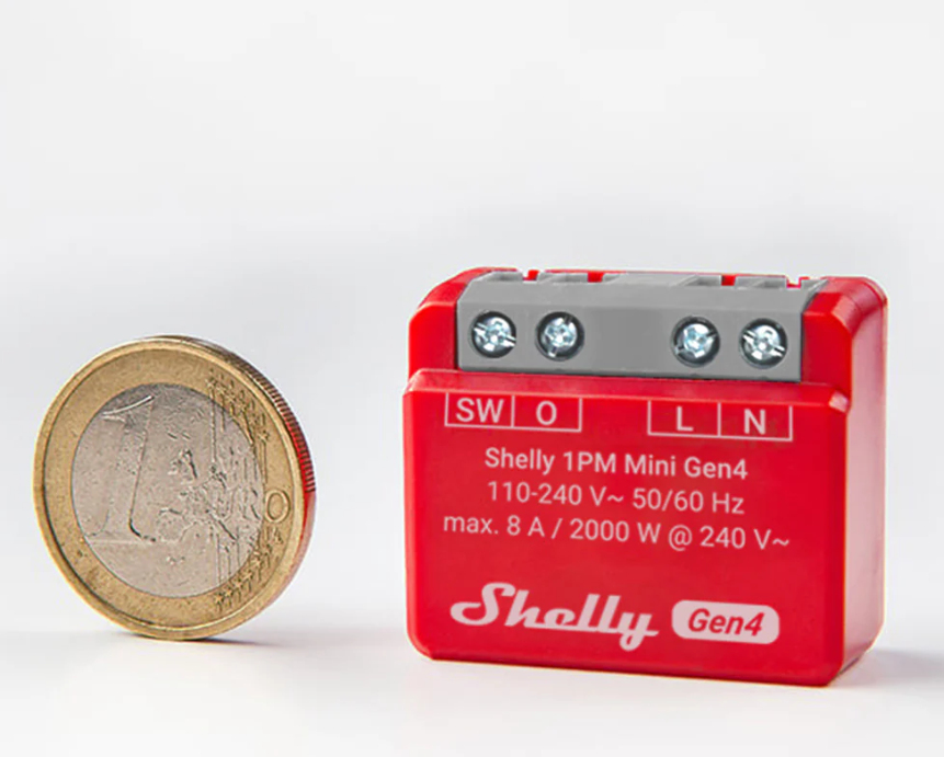 Shelly WLAN-Schaltaktor 1PM Mini Gen4 WiFi-Switch Rot 8 A, Ansicht 3