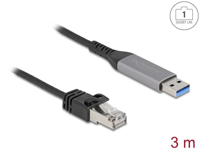 Delock USB LAN Kabel Typ-A> RJ45 Gigabit Ethernet - Kabel - Digital/Daten, Ansicht 2