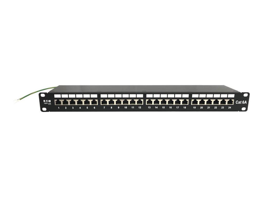 Eaton Tripp Lite Series 24-Port Cat6a Shielded Patch Panel - 10 Gbps STP 110 Punch Down RJ45 1U TAA - Patch Panel - RJ-45 X 24 - Schwarz - 1U - 48.3 cm (19)