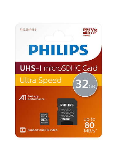 Philips FM32MP45B - Flash-Speicherkarte (microSDHC/SD-Adapter inbegriffen), Ansicht 2