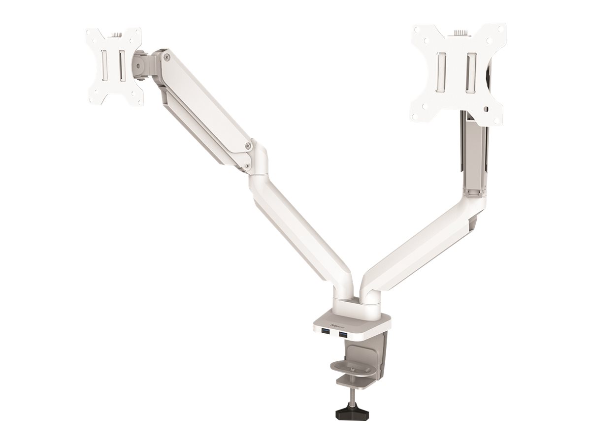 Fellowes Platinum Series - Befestigungskit - einstellbarer Doppelarm - für 2 Monitore - Aluminium - weiß, Ansicht 3