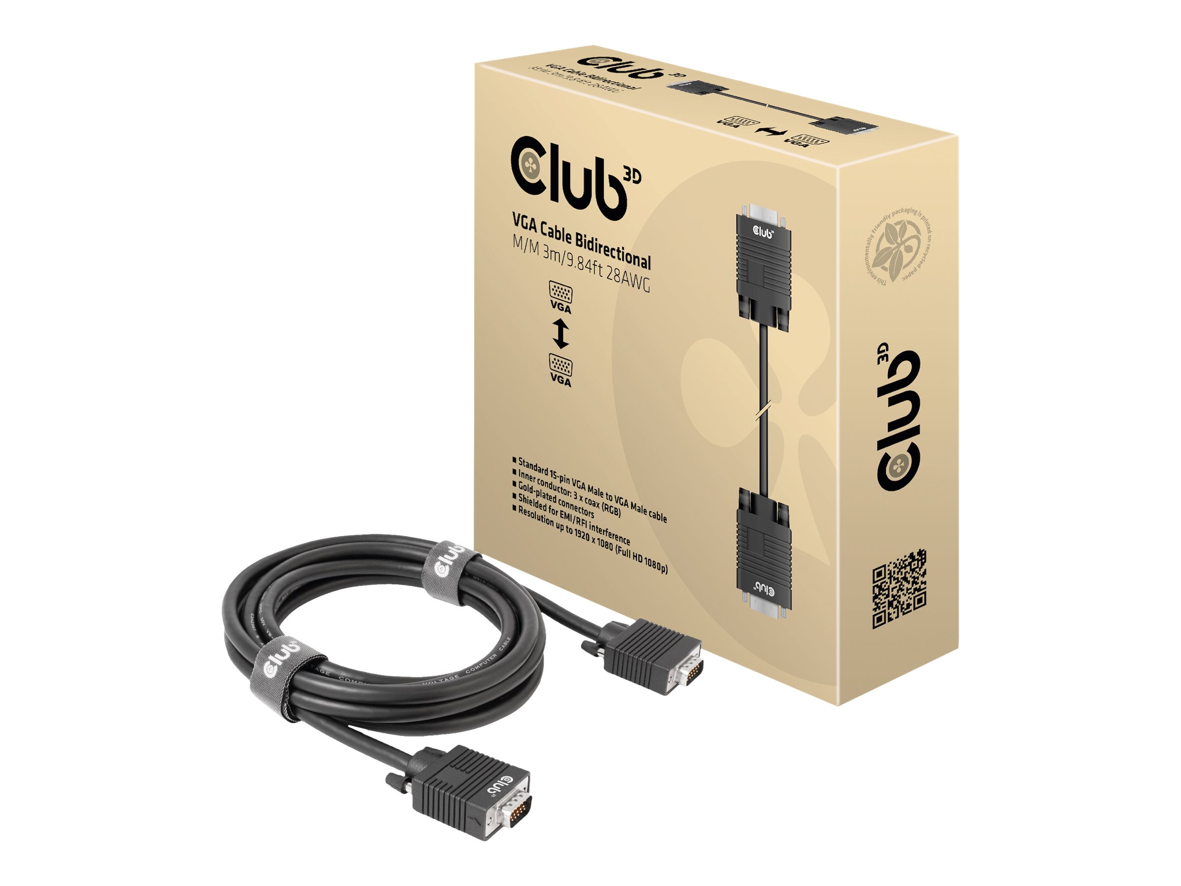 Club 3D Kabel VGA > VGA 3m St/St retail (CAC-1703)