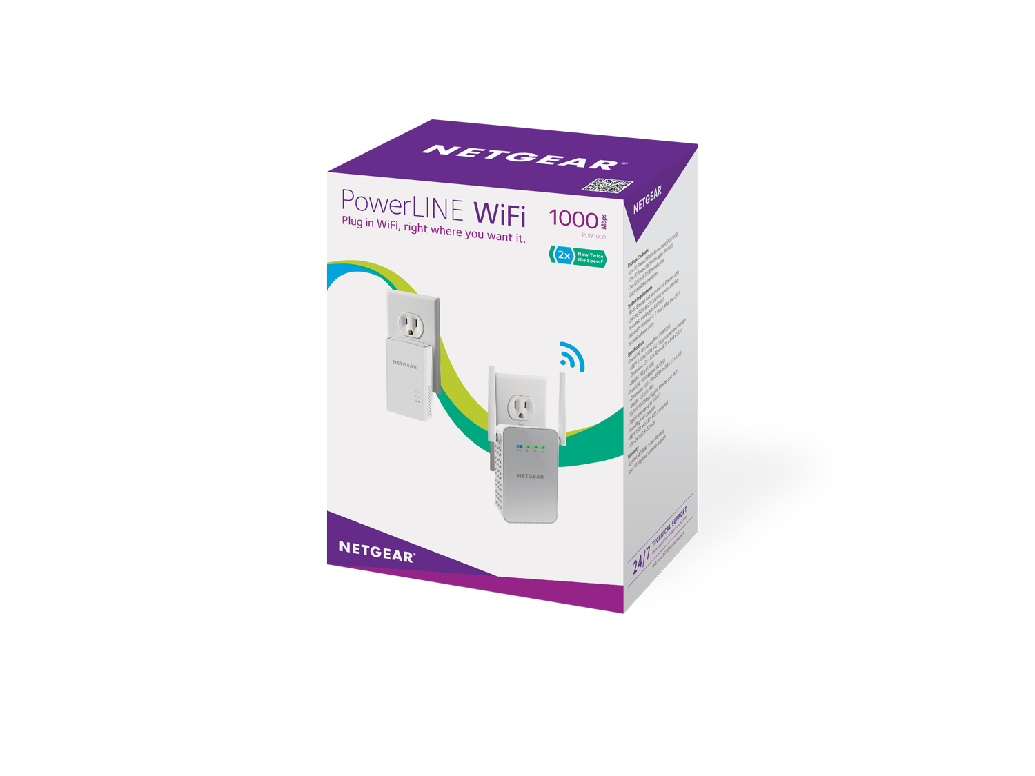 Netgear Powerline PLW1000 - Bridge - GigE, HomePlug AV (HPAV), Ansicht 2