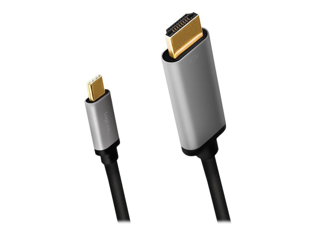 LogiLink Adapterkabel - HDMI männlich zu USB-C männlich - 1.8 m - Dreifachisolierung - Schwarz - Unterstützung für 4K60Hz (3840 x 2160)