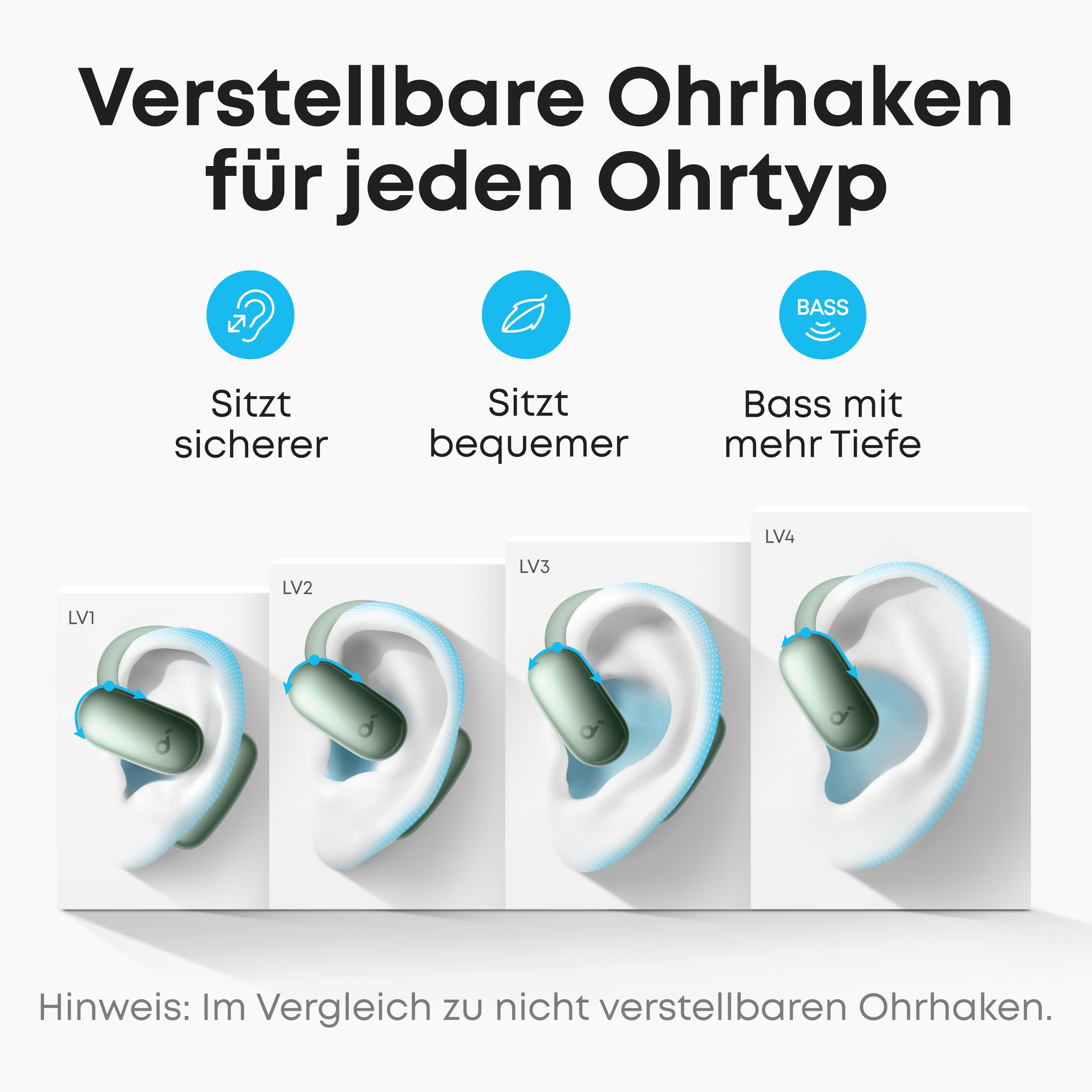 Anker Innovations Soundcore AeroFit 2 AI green Open-Ear-Kopfhörer 35 Stunden Wiedergabezeit IP55 inkl. - Kopfhörer, Ansicht 3