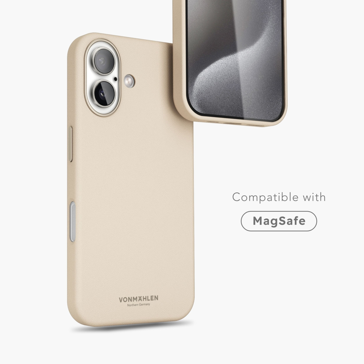 Vonmählen Kunstleder-Case für iPhone 16 Plus beige, Ansicht 2