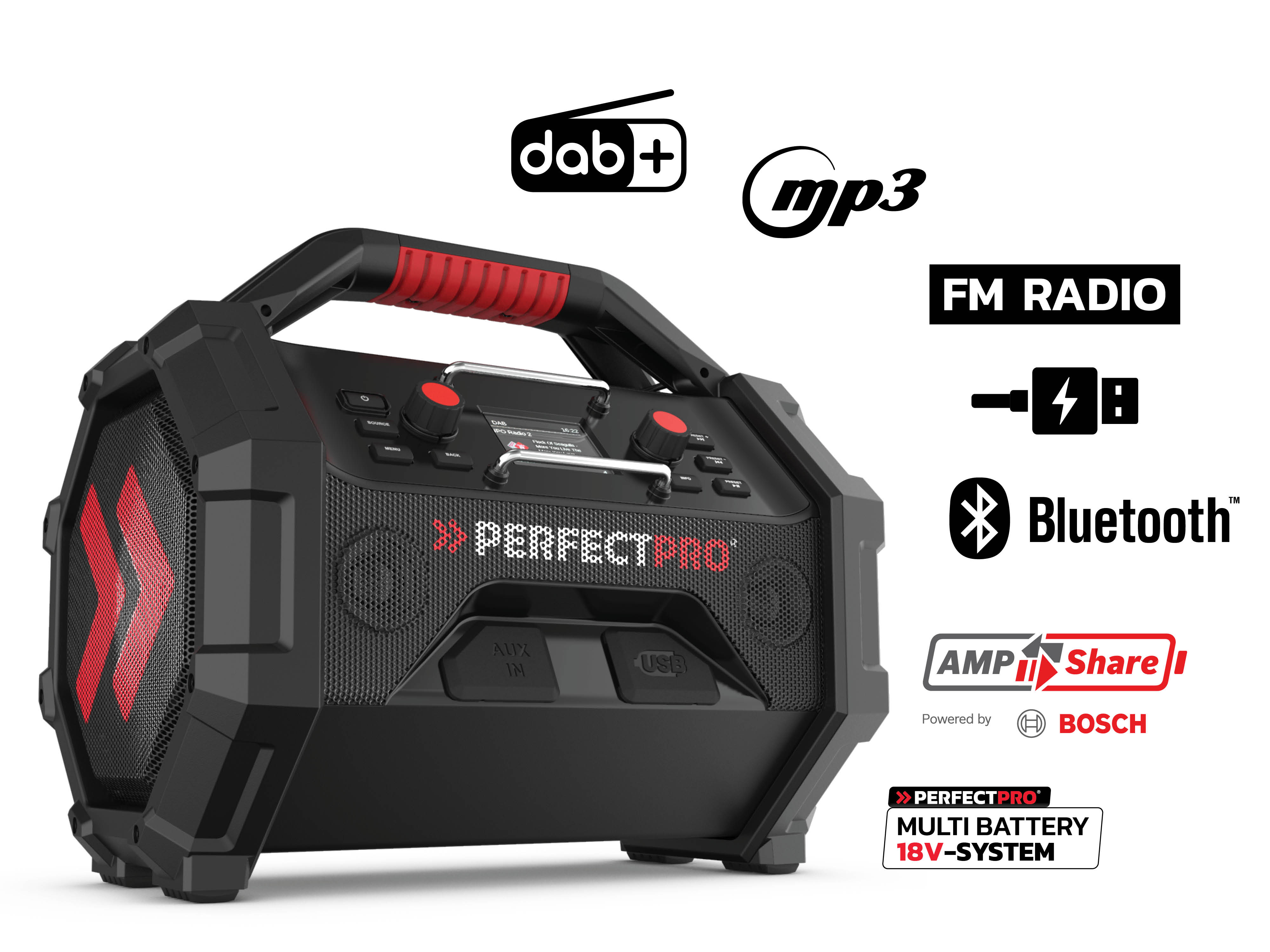 Perfectpro ROCKTAGON 18V Baustellenradio, Ansicht 2