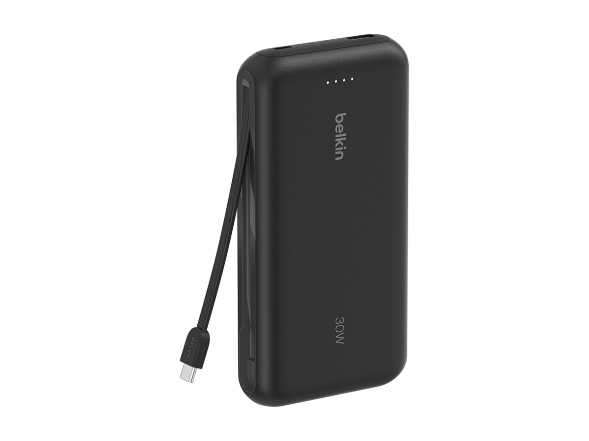 Belkin 20k PD30w Integrated USB-C Cable Power Bank Black, Ansicht 3