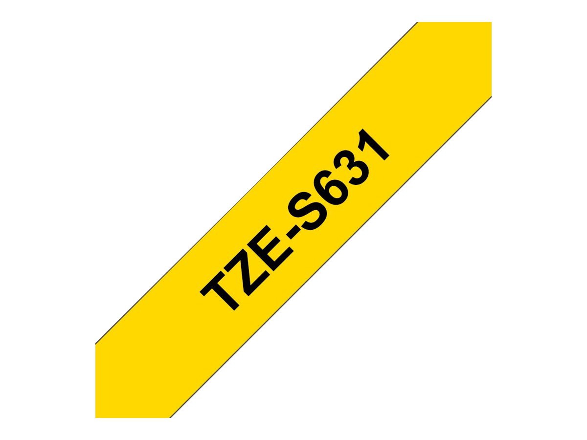 Brother TZe-S631 - Extra starker Klebstoff - Schwarz auf Gelb - Rolle (1,2 cm x 8 m), Ansicht 3