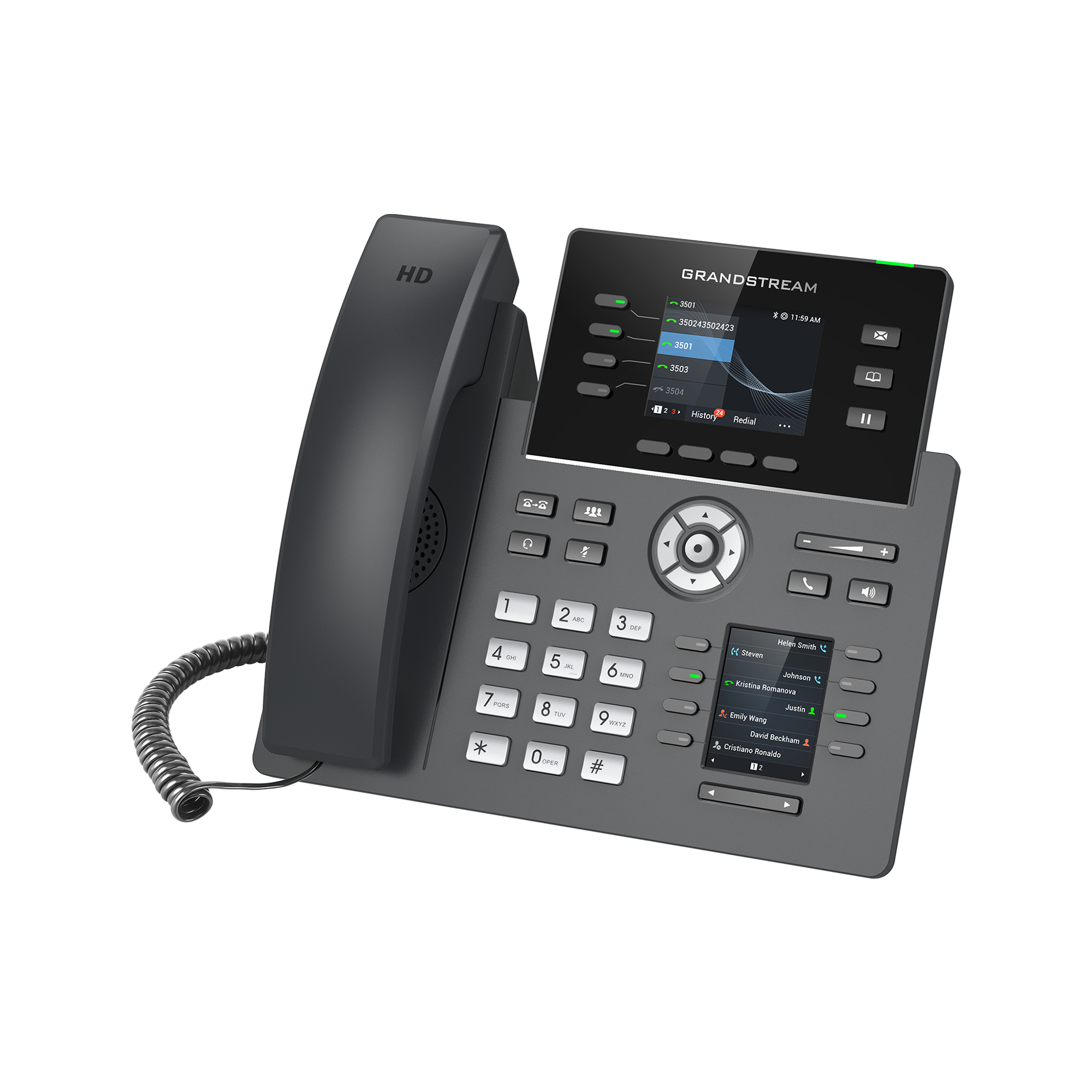 Grandstream GRP2614 - VoIP-Telefon mit Rufnummernanzeige/Anklopffunktion - IEEE 802.11a/b/g/n/ac (Wi-Fi), Ansicht 2