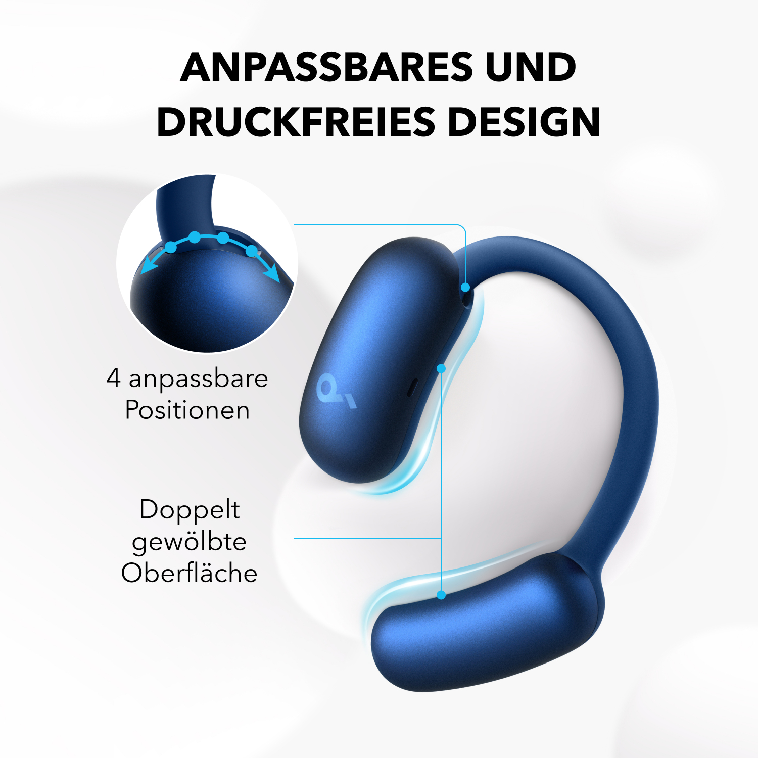Anker Innovations Soundcore AeroFit 2 - True Wireless-Kopfhörer mit Mikrofon - Blau, Ansicht 3
