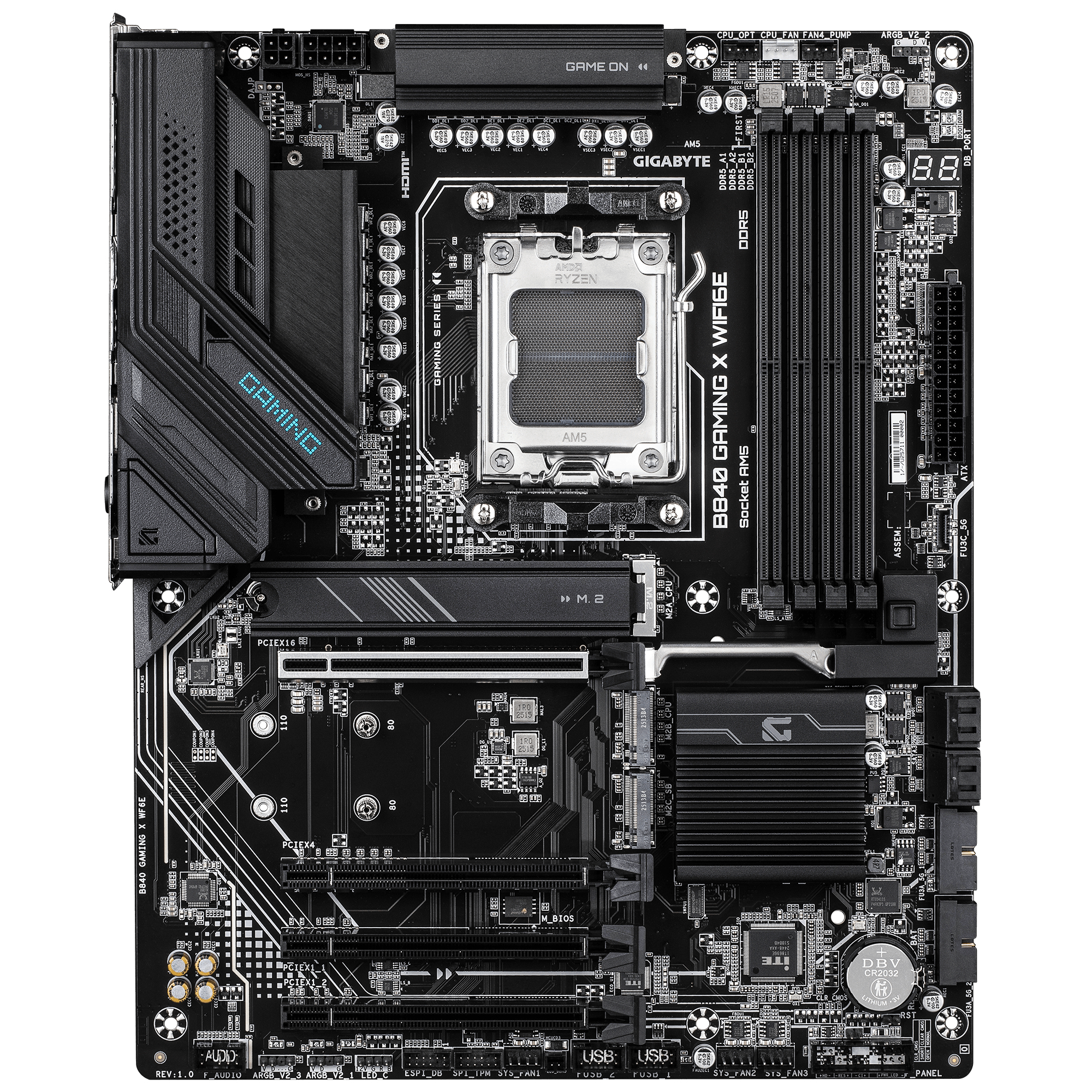 Gigabyte B840 GAMING X WIFI6E - Motherboard - ATX - Socket AM5 - AMD B840 Chipsatz - USB-C 3.2 Gen2, USB 3.2 Gen 1…, Ansicht 2