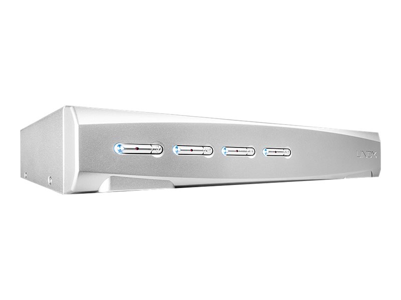 Lindy 4 Port DVI-I Dual Link, USB 2.0 & Audio KVM Switch Pro - KVM-/Audio-/USB-Switch - 4 x KVM/Audio/USB - 1 lokaler Benutzer - Desktop