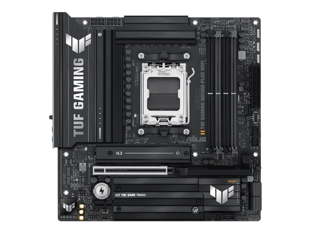 ASUS TUF GAMING B850M-PLUS WIFI - Motherboard - micro ATX - Socket AM5 - AMD B850 Chipsatz - USB-C 3.2 Gen 2x2, USB-C 3.2 Gen2, USB 3.2 Gen 2, USB 3.2 Gen 1 - 2.5 Gigabit LAN, Wi-Fi 6E, Bluetooth - Onboard-Grafik (CPU erforderlich)