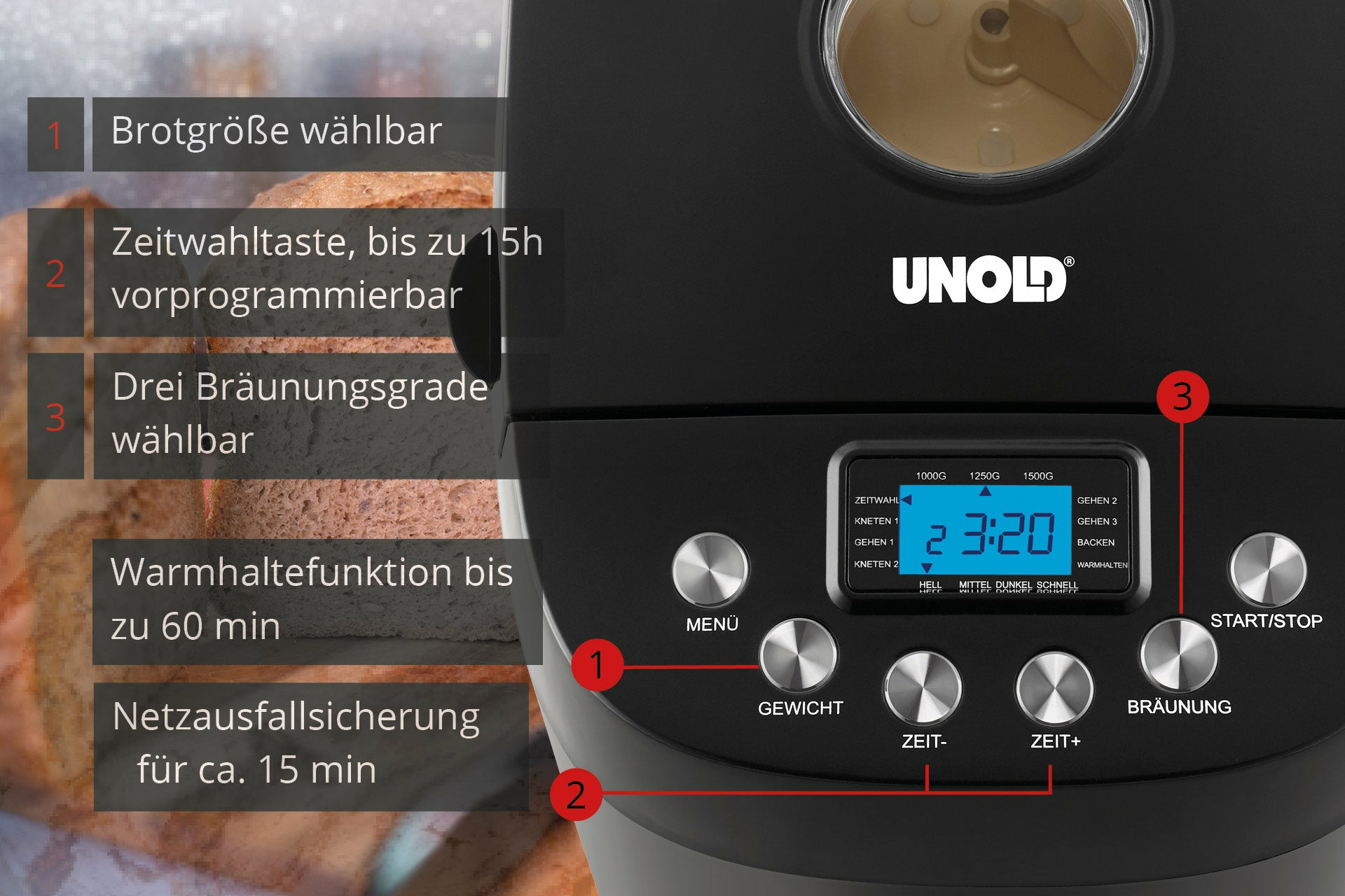 UNOLD BACKMEISTER 68520 Big White - Brotbackautomat, Ansicht 2