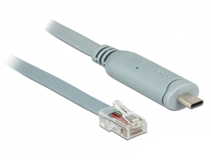 Delock 89893, Grau, 1 m, USB 2.0 Type-C, RJ45, Männlich, Männlich