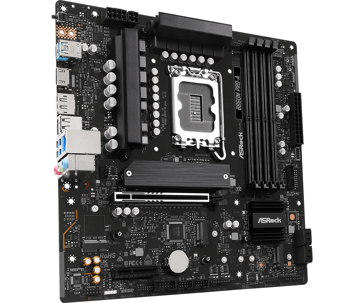 ASRock B860M Pro-A - Motherboard - micro ATX - LGA1851-Sockel - B860 Chipsatz - 2.5 Gigabit LAN, Bluetooth, Ansicht 4