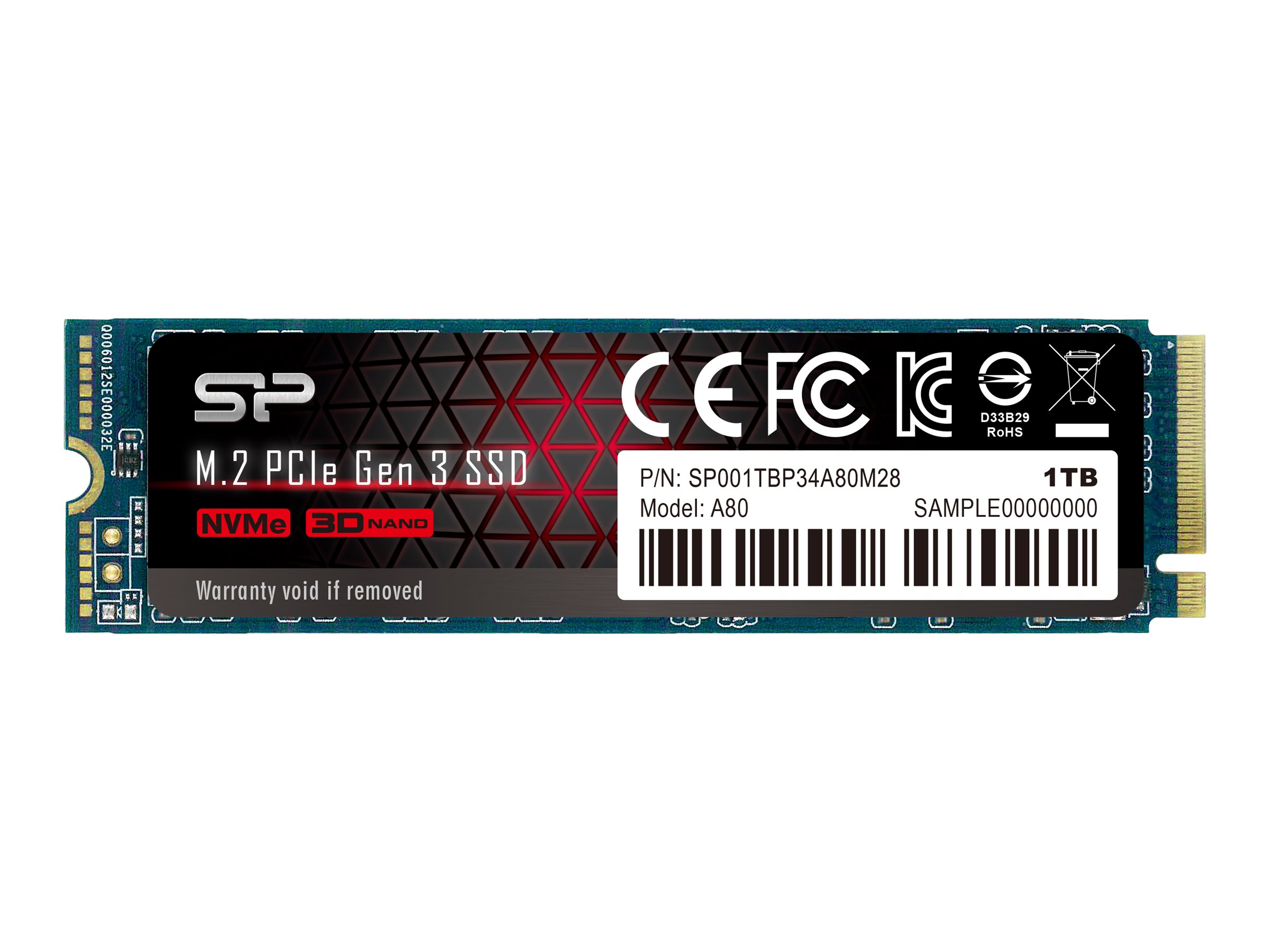 Silicon Power P34A80 - SSD - 1 TB - intern - M.2 2280 - PCIe 3.0 x4 (NVMe)