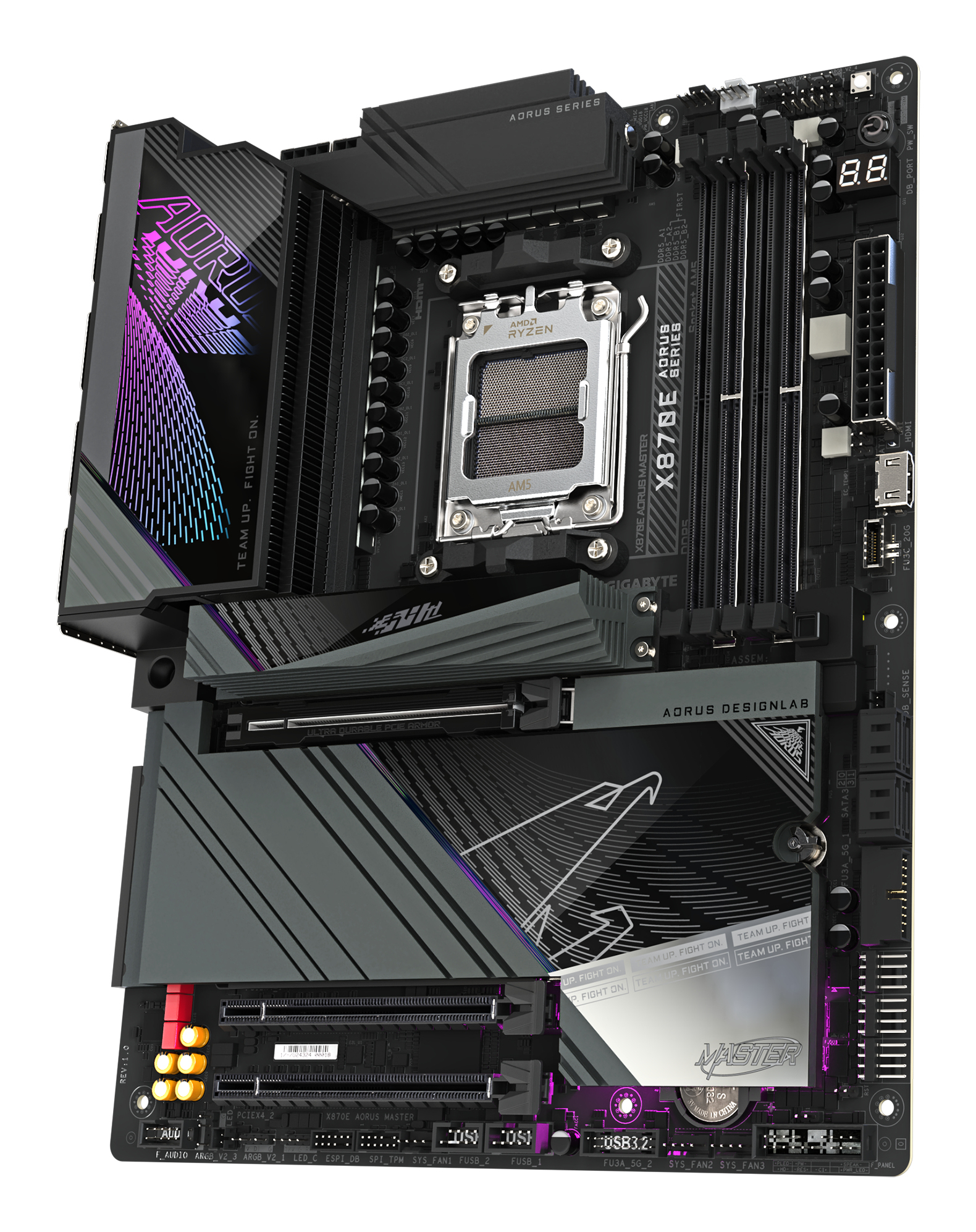 Gigabyte AORUS X870E MASTER - Motherboard - ATX - Socket AM5 - AMD X870E Chipsatz - USB-C 3.2 Gen 2x2, USB4, Ansicht 3