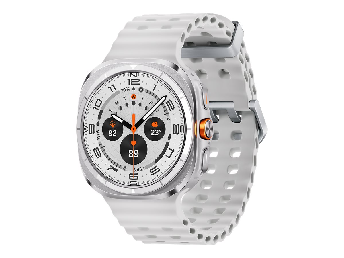Samsung Galaxy Watch Ultra - 47 mm - Titan - intelligente Uhr mit Marineband - Gummi - weiß - Bandgröße: SML - Anzeige 3.8 cm (1.5)