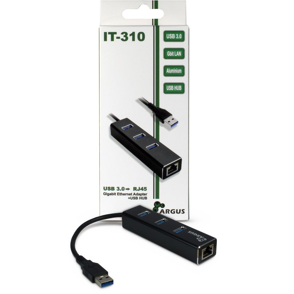 Inter-Tech Argus IT-310 - Hub - 3 x SuperSpeed USB 3.0 + 1 x 10/100/1000, Ansicht 3