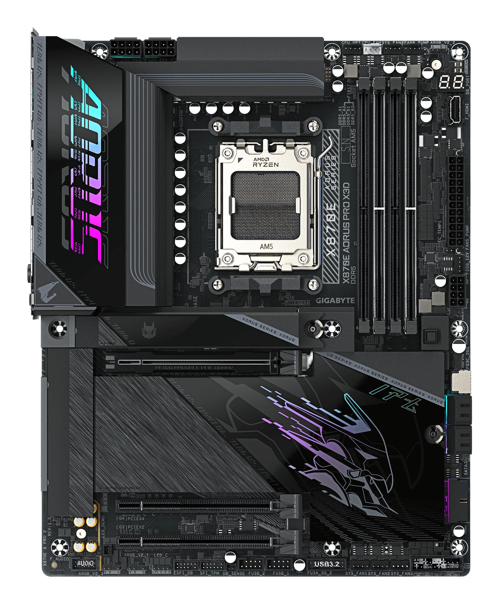 Gigabyte X870E A PRO X AM5 4xSATA 4xM.2 - Mainboard - AMD Sockel AM5 (Ryzen Zen4), Ansicht 2