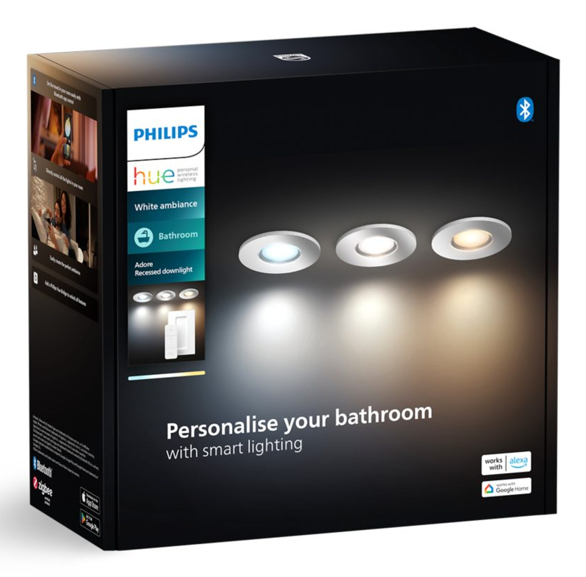 Philips Hue White ambiance Adore - Vertieftes Spotlicht - GU10 - 4.2 W - Klasse E - 2200-6500 K - Chrom (3er Pack), Ansicht 4