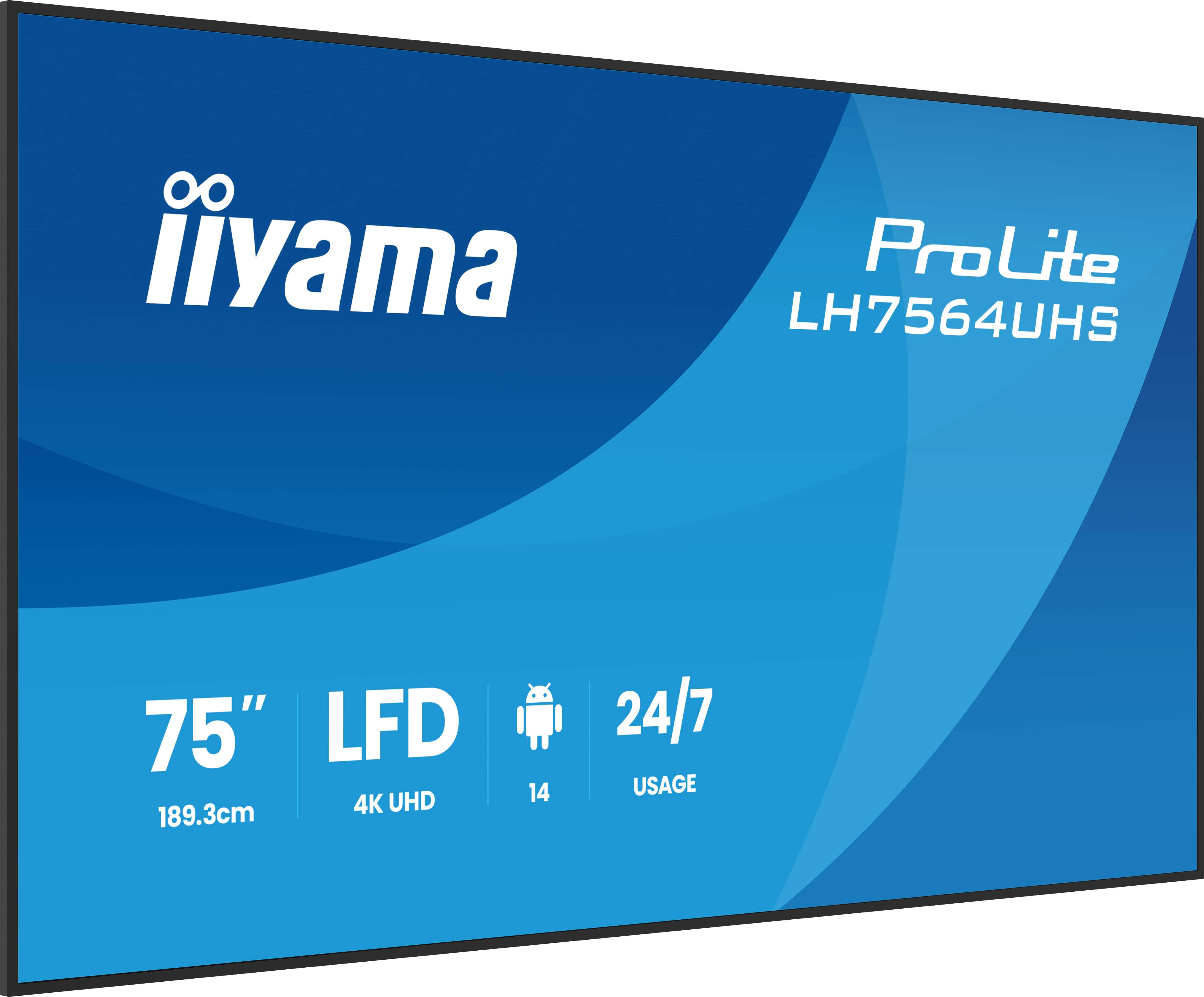 Iiyama LH7564UHS-B1AG 75 IN LCD UHD - Flachbildschirm (TFT/LCD) - 190,5 cm, Ansicht 3