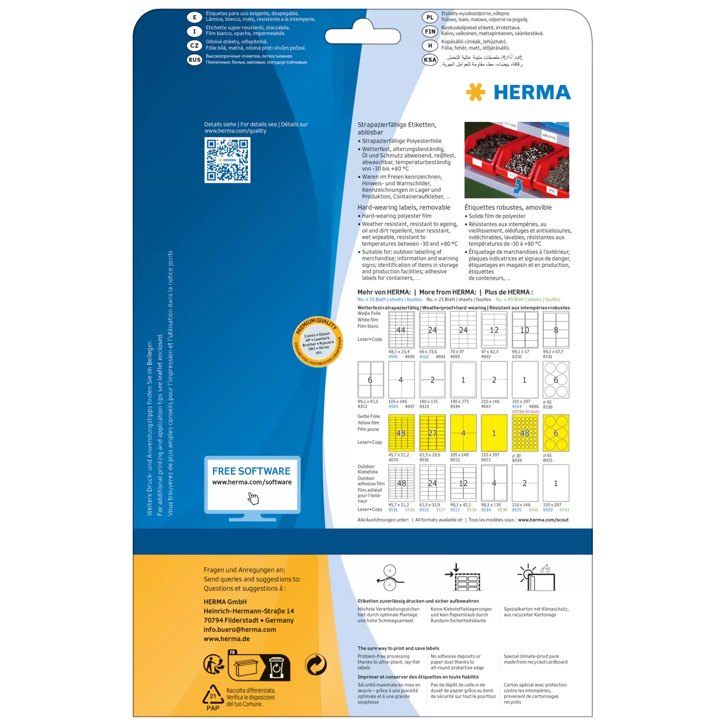 HERMA Special - Matt - selbstklebend, entfernbarer Klebstoff - weiß - A4 (210 x 297 mm), Ansicht 2