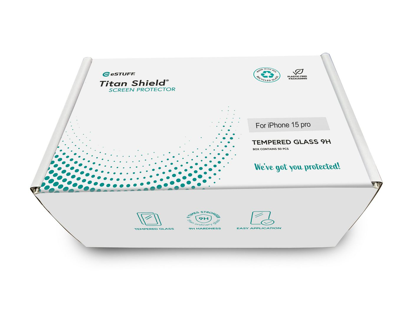 eSTUFF Titan Shield - Bildschirmschutz für Handy - volle Abdeckung - Glas - Rahmenfarbe schwarz (Packung mit 50), Ansicht 3