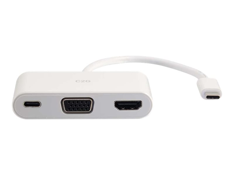 C2G USB-C to HDMI and VGA Adapter Converter with Power Delivery