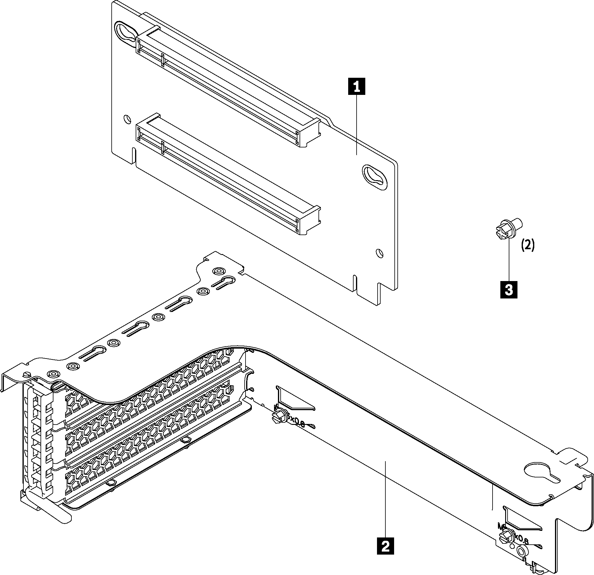 Lenovo ThinkSystem SR550/SR590/SR650 x16/x8 PCIe FH Riser 1 Kit, Montageset, ThinkSystem SR550/SR590/SR650, x16/x8 PCIe, M3.5