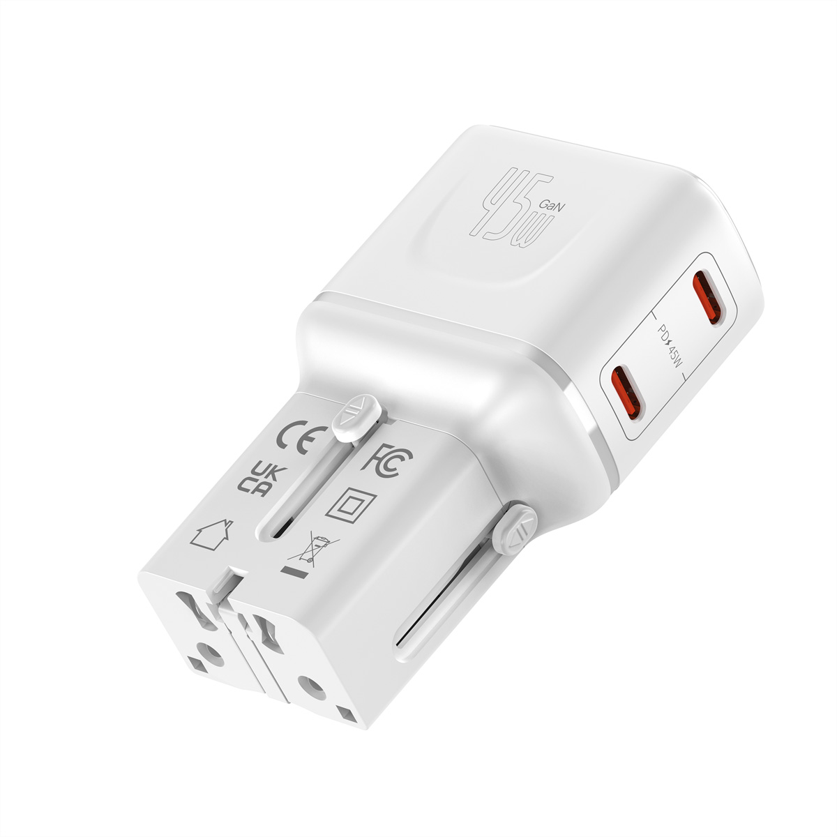 VALUE USB-Reiseladegerät, EU/UK/US, 2x USB C, 45W - VALUE USB Reise-Charger mit Euro-Flach-/UK-/US-Stecker